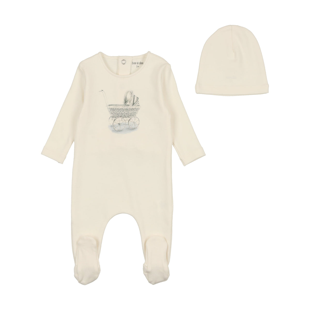 Bee & Dee Center Print Carriage Footie/Bonnet - Snow White Boys Bee & Dee Center Print Carriage Footie/Bonnet - Snow White Boys
