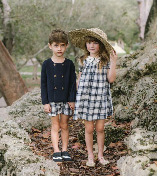 Analogie Printed Dress Short Sleeve - Taupe Plaid
