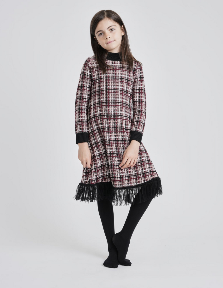 Fraze Tweed Knit Fringe Bottom Dress – Hats to Hose