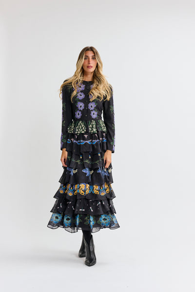 Langdon Chiffon Ruffle Floral Dress