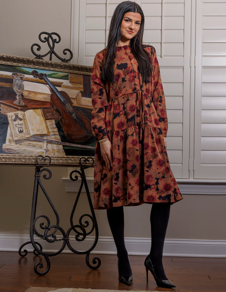 Lilac Print Crepe Dress