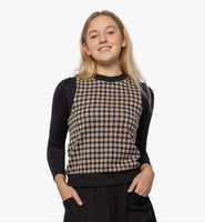 Lilac Round Neck Houndstooth Vest