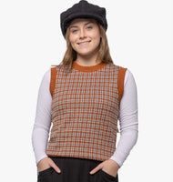 Lilac Round Neck Houndstooth Vest