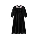 Nou Nelle Velour Floral Collar Robe