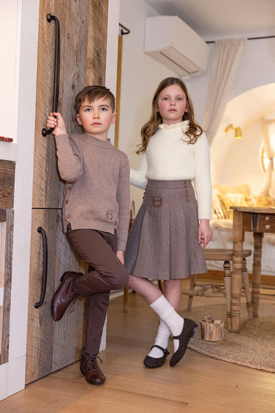 La Nina Wool Logo Pleated Skirt
