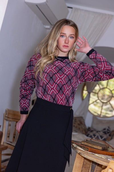 La Nina Plaid Mohair Sweater