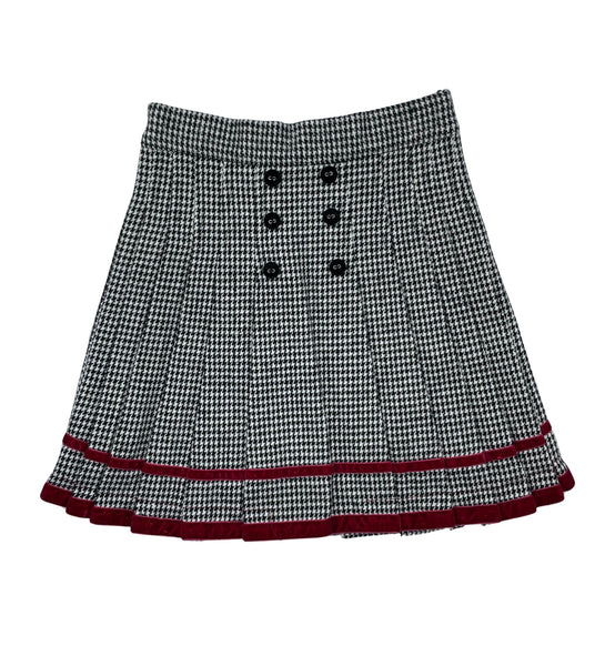 BZZY Houndstooth Velvet Trim Skirt