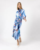 Mima Rosso Watercolor Print Midi Dress