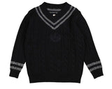 Belati Cable Vneck Emblem Sweater