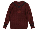 Belati Cable Vneck Emblem Sweater