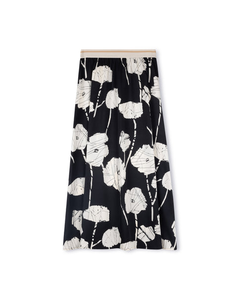 Epik Sole-Color Band Printed Skirt