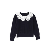 Bamboo Textured Knit Detail Collar Pleated Set