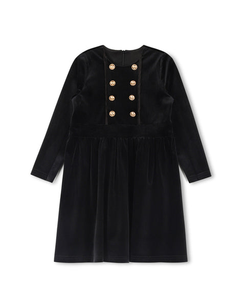 One Child Core Velour Waisted Button Dress