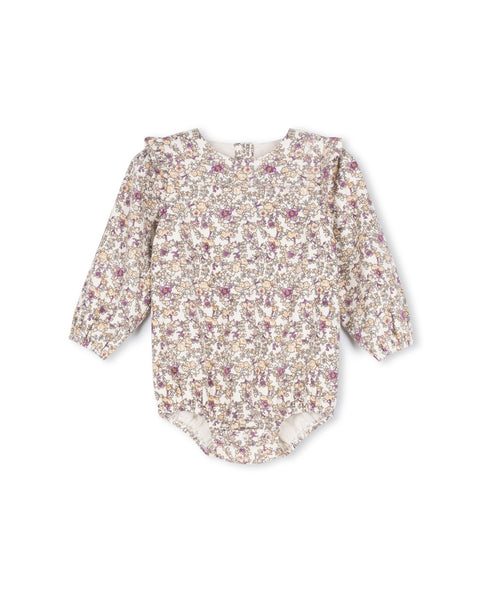 One Child Dear Corduroy Floral Printed Romper