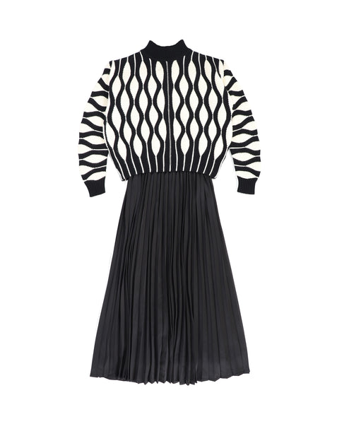 Viva Valentina Pleated Slip Dress With Knit Cropped Sweater