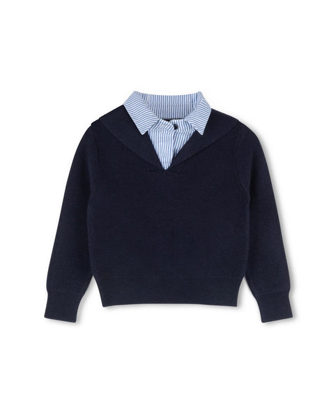 Harper James Pinstriped Collared Sweater