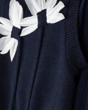 Minimal Pleated Dress w/ Floral Detail Vest