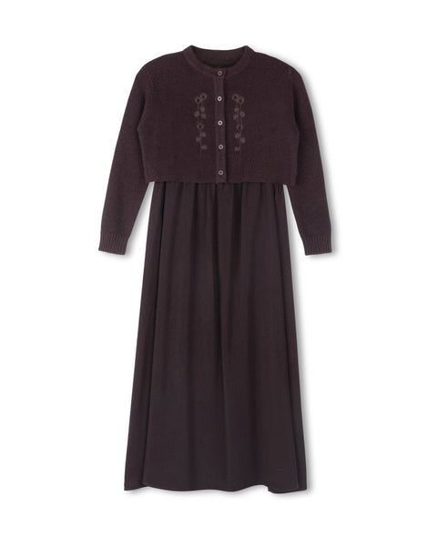 Lilou Maxi Robe w/ Embr Cardigan
