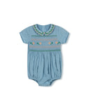 Papillon Embroidered Textured Smock Detail Romper