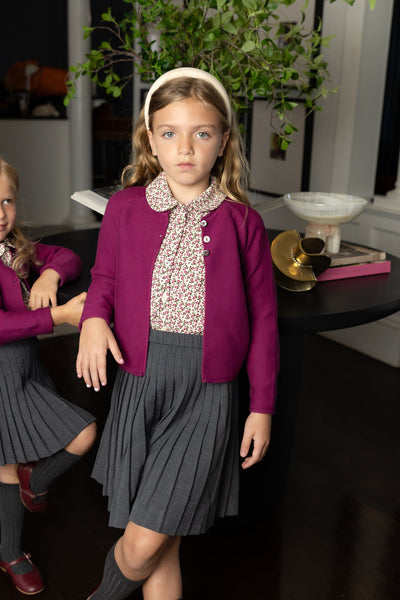 Nou Nelle Floral Blouse & Magenta Cardigan