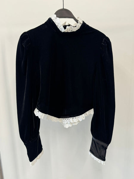 Capsule Velvet Lace Trim Top & Velvet Jumper