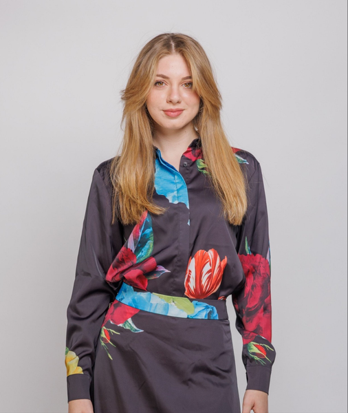 Edera Large Flower Satin Blouse