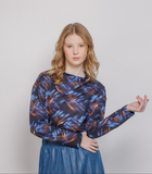Ivee Mesh Mock Neck Crossover Print