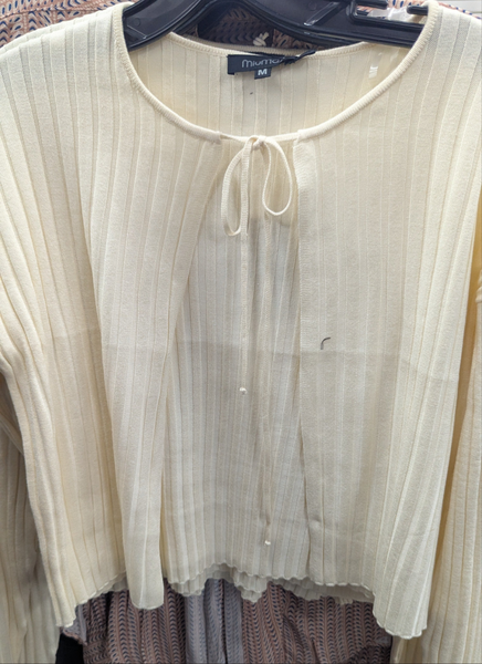 MiuMax Crop Rib Bow Cardigan