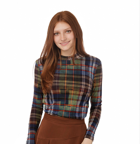 Ba6 Plaid Mockneck