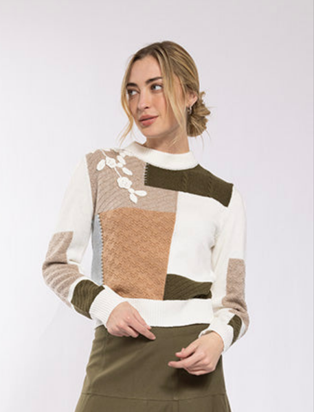 Concept 3D Flower Patchwork Sweater