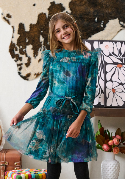 Porter Tulle Floral Print Dress