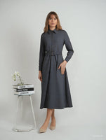 Midi Wool Shirt Dress