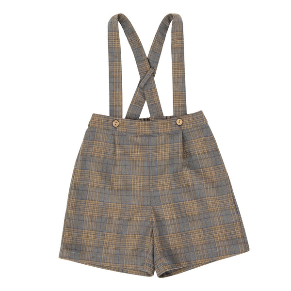 Pin Cord Plaid Suspender Shorts