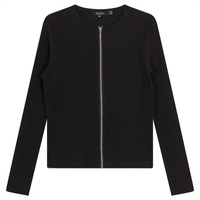 MiuMax Thin Rib Zip Up Cardigan