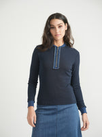 Dot Henley Zip Top