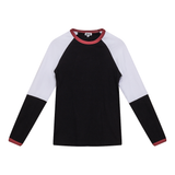 Dot Raglan Color Block Top