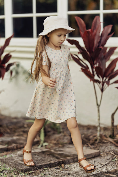 Lux Waffle Flowers Button Dress