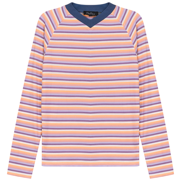 MiuMax Stripe Vneck Raglan Tee