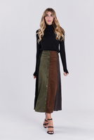 Paper Parachute Suede Snap Front Skirt