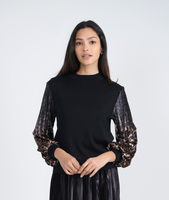 Club Malibu Velour Pleated Slv Top