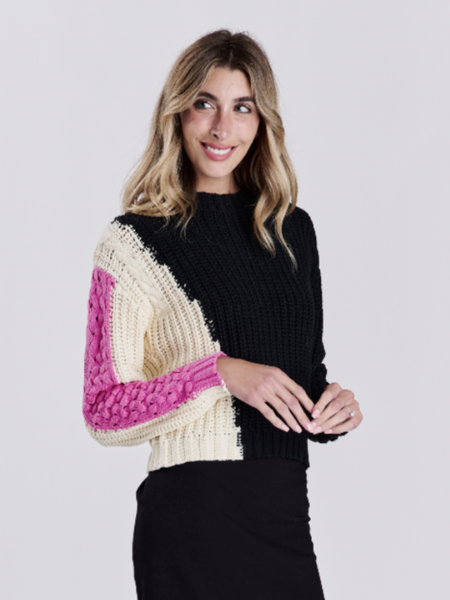 OOTD Colorblock Crochet Knit Sweater