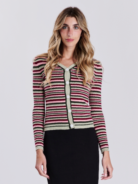 Paper Parachute Ribbed Striped Cardigan