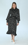Maple Cliff Silky Floral Tie Front Dress