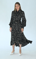 Maple Cliff Silky Floral Tie Front Dress