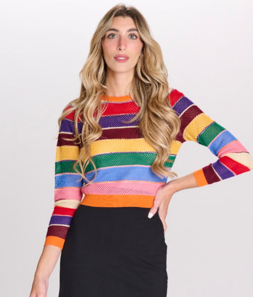 Paper Parachute Striped Crocheted Sweater