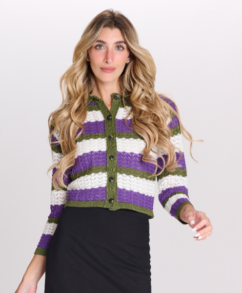 OOTD Crocheted Striped Sweater