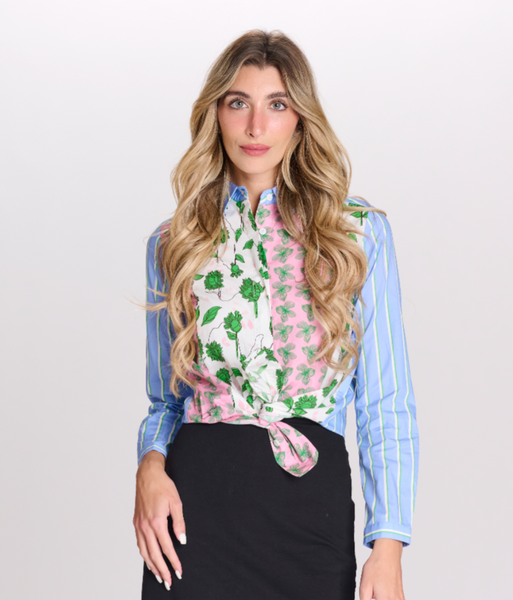 Paper Parachute Floral Striped Sleeve Top