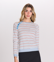 Chloe & Emma Striped Top With Button Detail