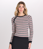 Chloe & Emma Striped Top With Button Detail