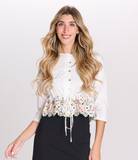 OOTD Top With Colorful Eyelet Border